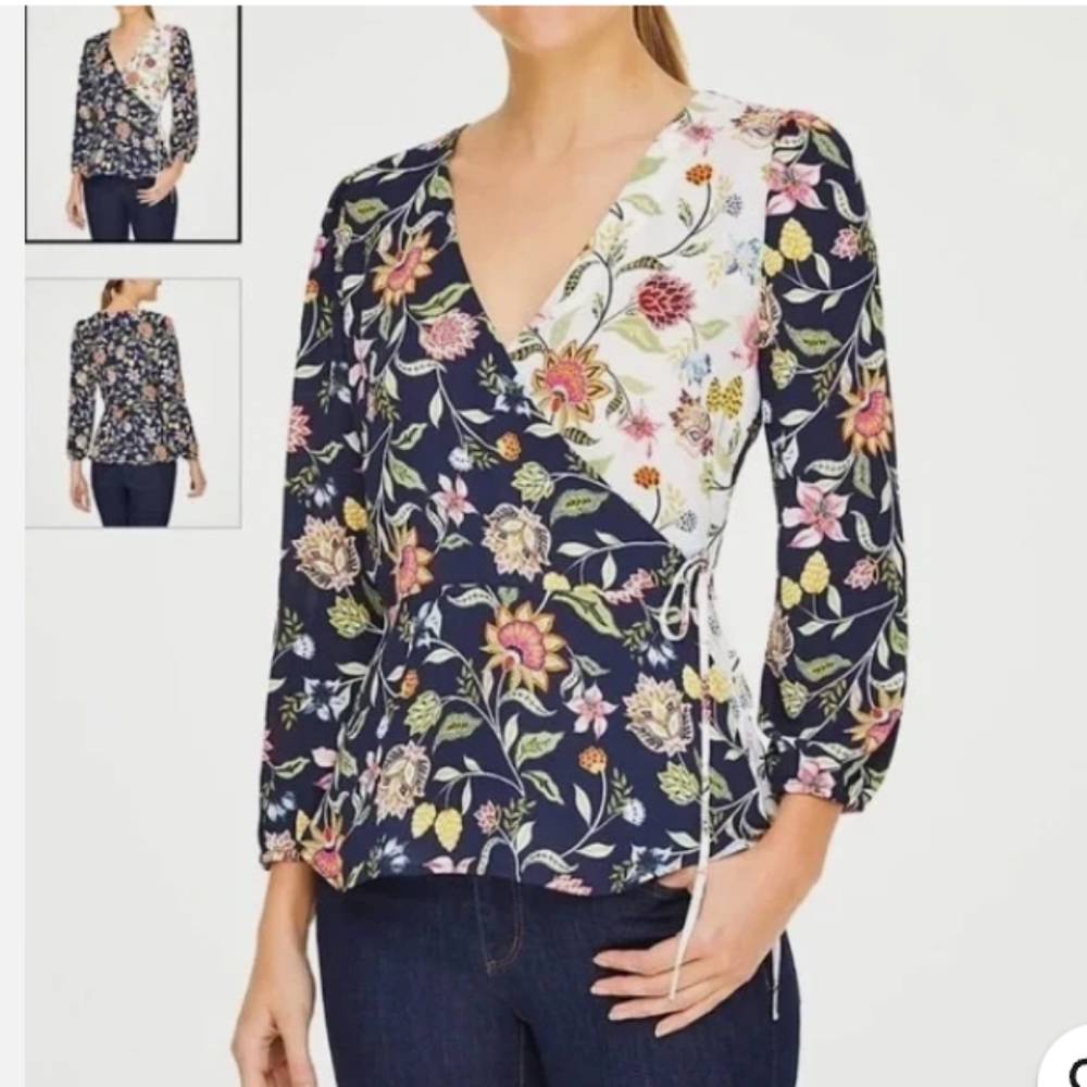 LOFT Vibrant Leaf Print Blouse